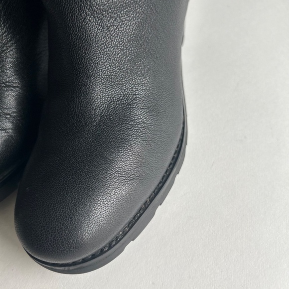 UGG Black Genuine Leather Sheepskin Lining Heel Mid Calf Boots size 9 - Picture 6 of 16